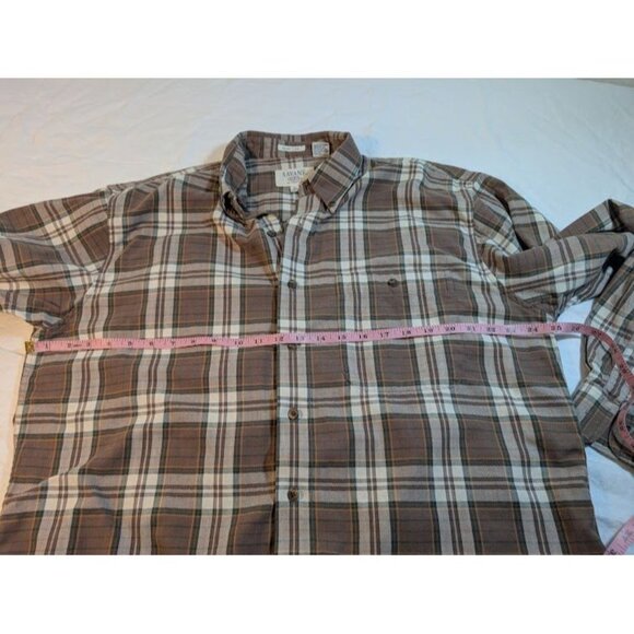 Savane Deep Dye Mens Button Down Long Sleeve Flannel Plaid Shirt Large brown K7 - Picture 6 of 9